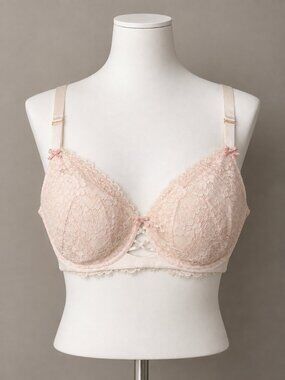 Cacique 48DDD Blush Pink Floral Lace Underwire Bra Full Coverage
